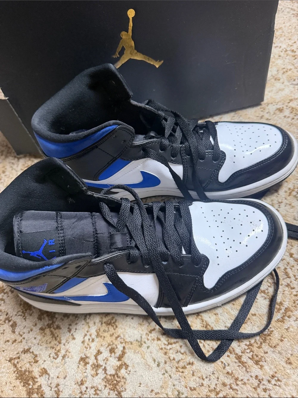Jordan High-Top Sneakers in Black/White/Royal Blue